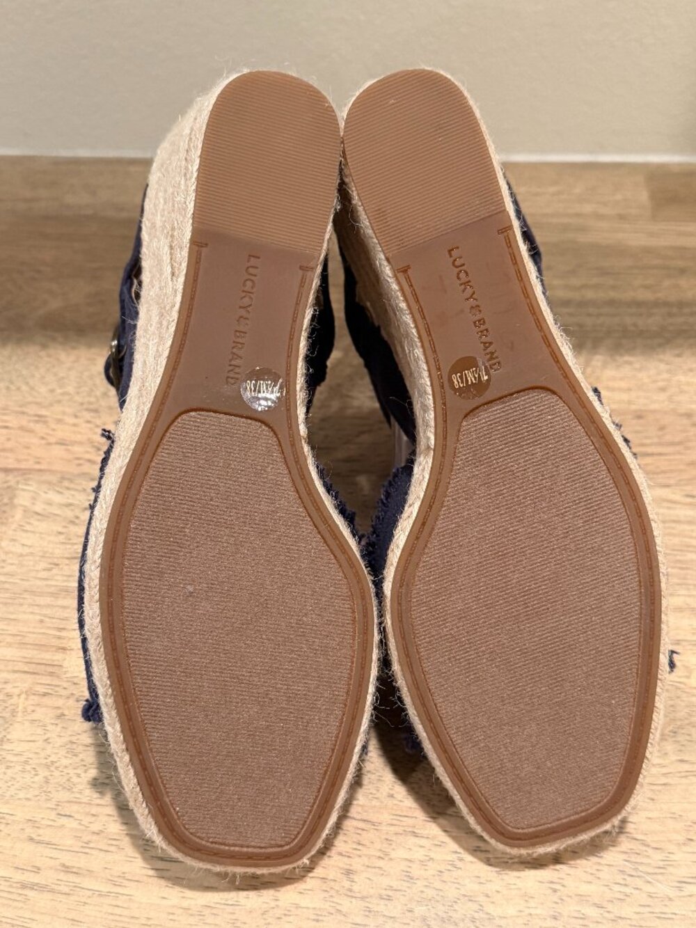 Lucky Brand Mindra Denim Wedge Espadrille Sandals Blue Size 7.5 - Picture 6 of 9